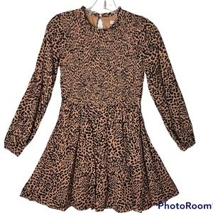 GB Girls Brown Black print Long Sleeve Dress Girls